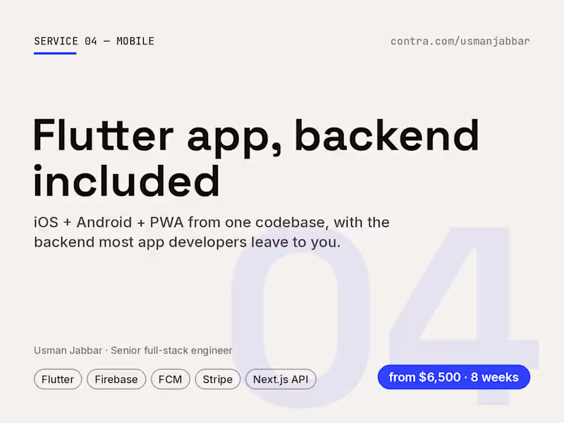 Cover image for Flutter app for iOS + Android + PWA, backend included