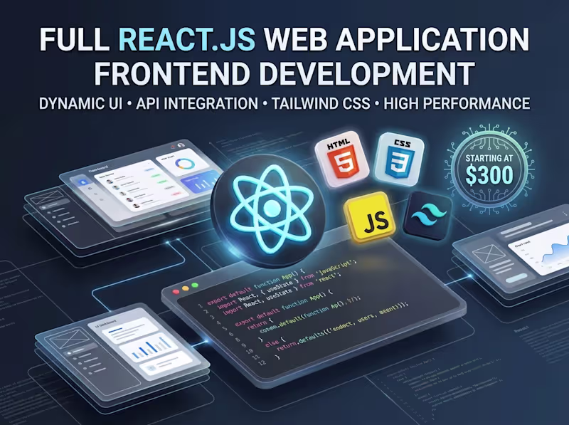 Cover image for Full React.js Web Application Frontend Development
