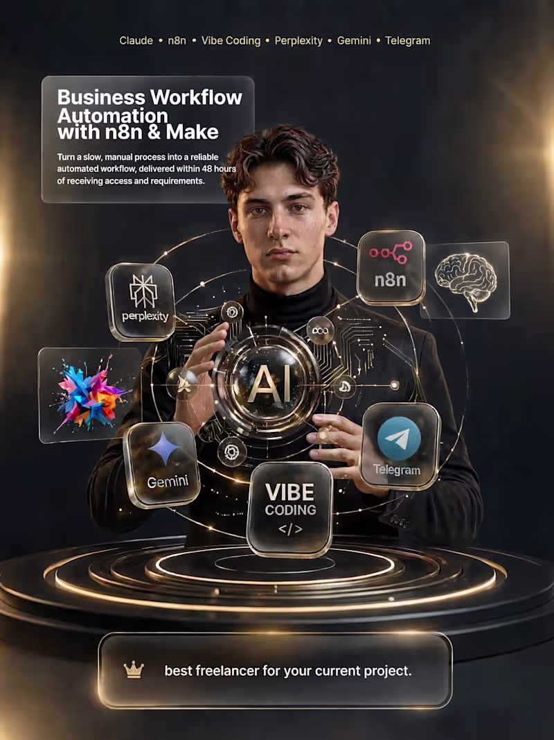 Cover image for  Business Workflow Automation with n8n & Make