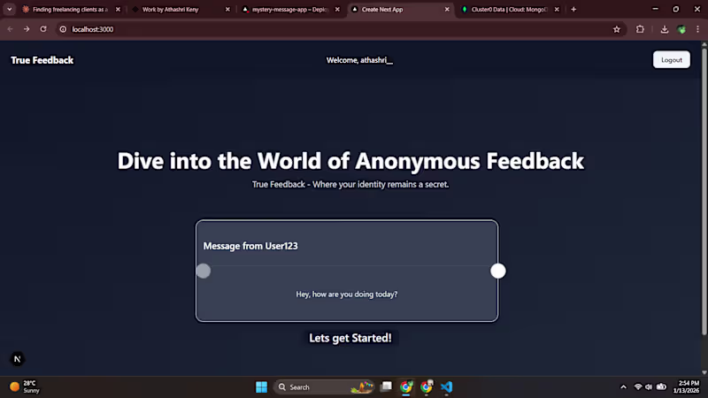 Cover image for Mystery Message App — Anonymous Feedback & Messaging Platfor...