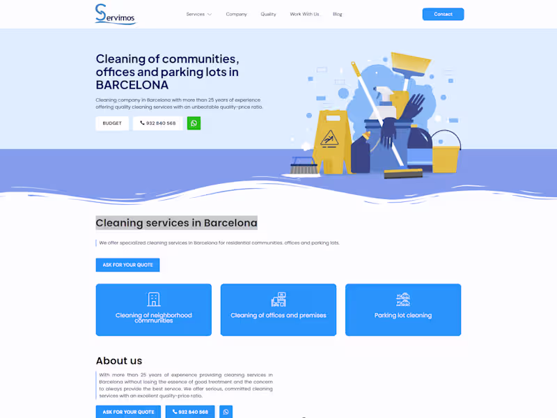 Cover image for Cleaning service website in Barcelona