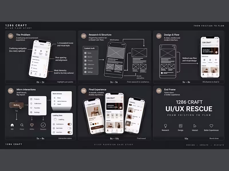 Cover image for 1286 CRAFT UI/UX Rescue — From Friction to Flow