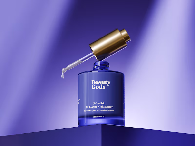 Cover image for Beauty Gods K-Vedhic BioBloom Night Serum brought to life th...