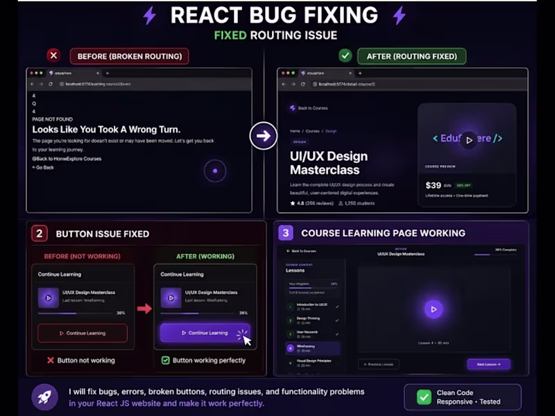 Cover image for React & Website Bug Fixing