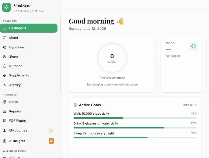 Cover image for VitalSync – Personal Health & Care Coordination App