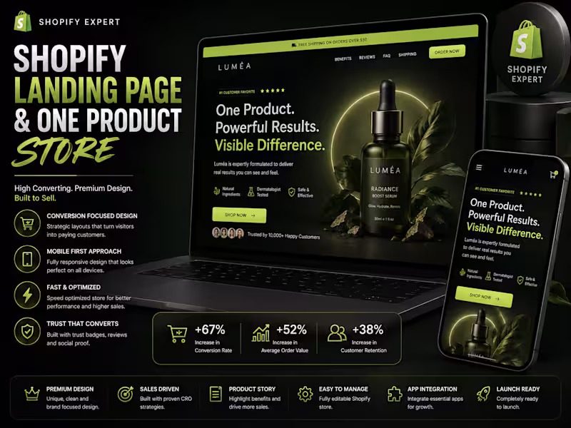 Cover image for Build a High Converting Shopify Landing Page & One Product Store