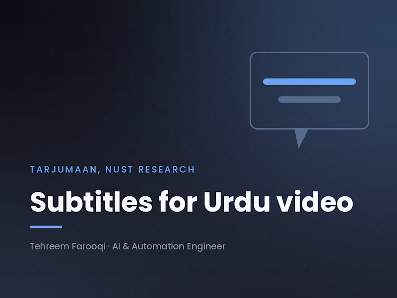 Cover image for Tarjumaan: The First Automatic Urdu Video Captioning System