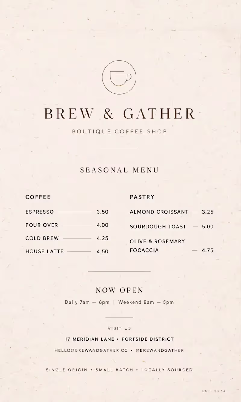 Cover image for Designed a minimalist seasonal menu