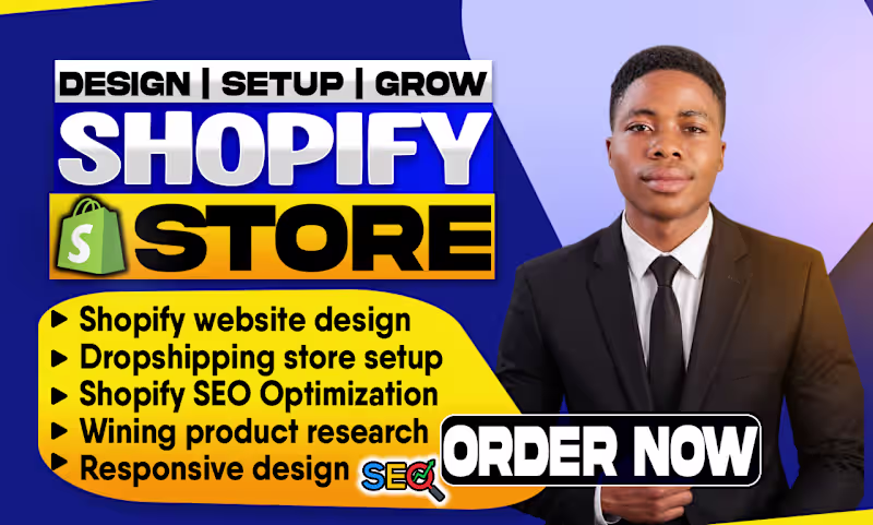 Cover image for shopify website design and shopify ecommerce dropshipping store