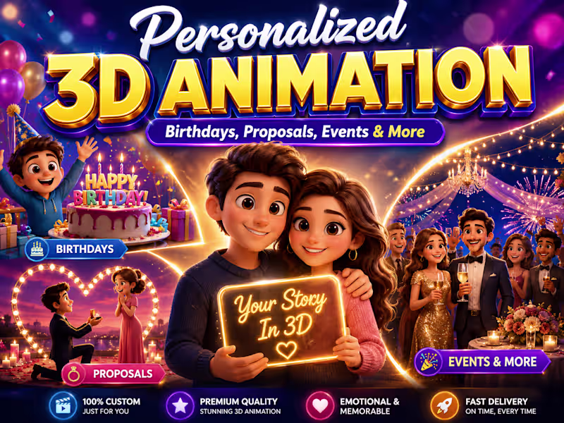 Cover image for  Personalized 3D Animation: Birthdays, Proposals, Events & More
