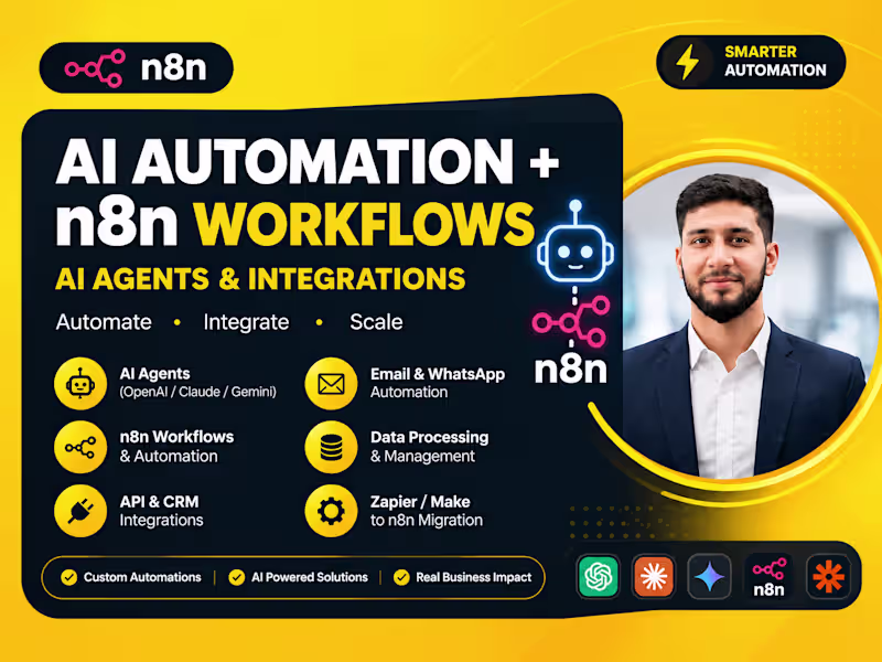 Cover image for AI Automation & n8n Workflows | AI Agents & Integrations