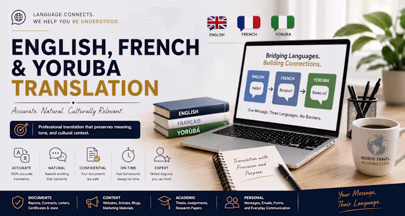 Cover image for English, French & Yoruba Translation