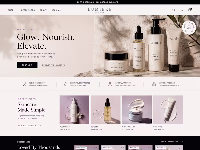 Cover image for Luxury skincare ecommerce concept focused