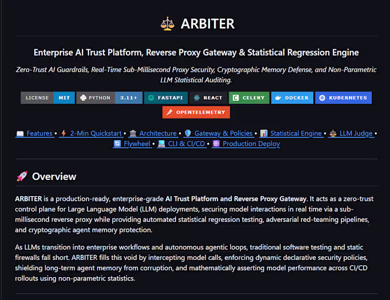 Cover image for Arbiter — AI Trust &