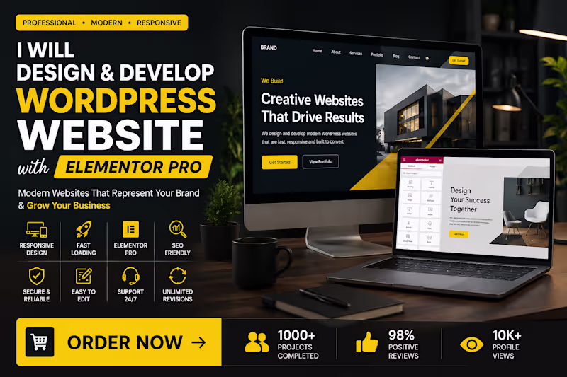 Cover image for I will design and develop WordPress website with Elementor