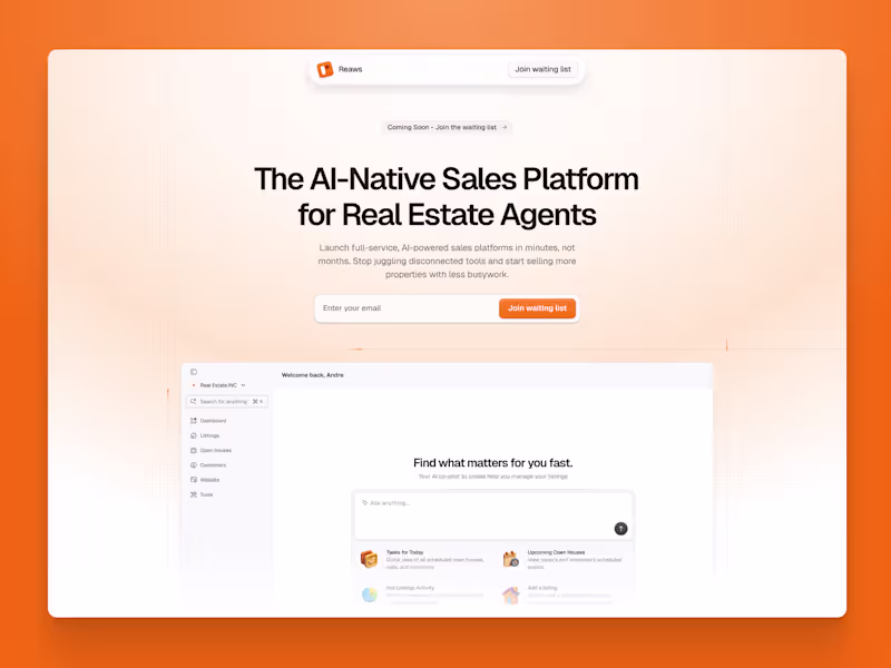 Cover image for Landing page design for an AI powered real estate SAAS