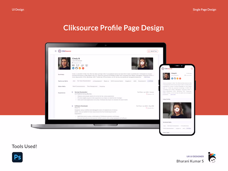 Cover image for ClikSource Profile Page Design