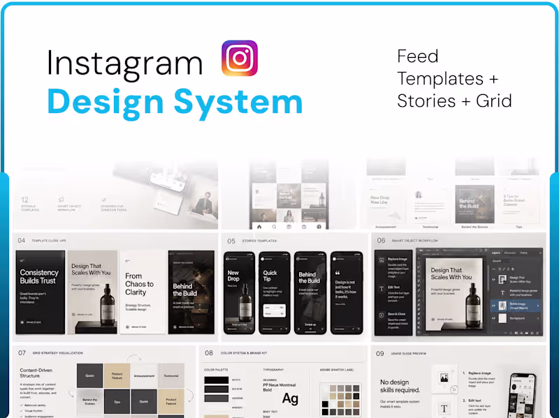 Cover image for Instagram Design System: Feed Templates + Stories + Grid