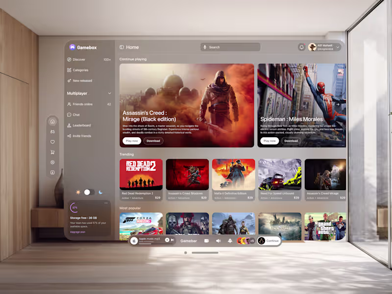 Cover image for Spatial UI - Gaming Platform