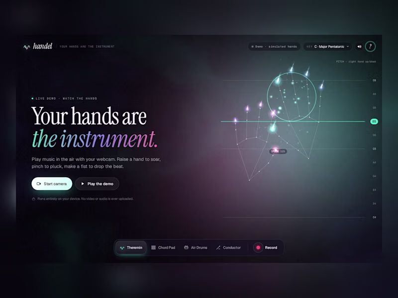 Cover image for Handel: play music in the air with your webcam (my own product)