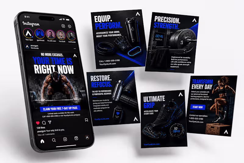 Cover image for Premium Fitness & Gym Social Media Design