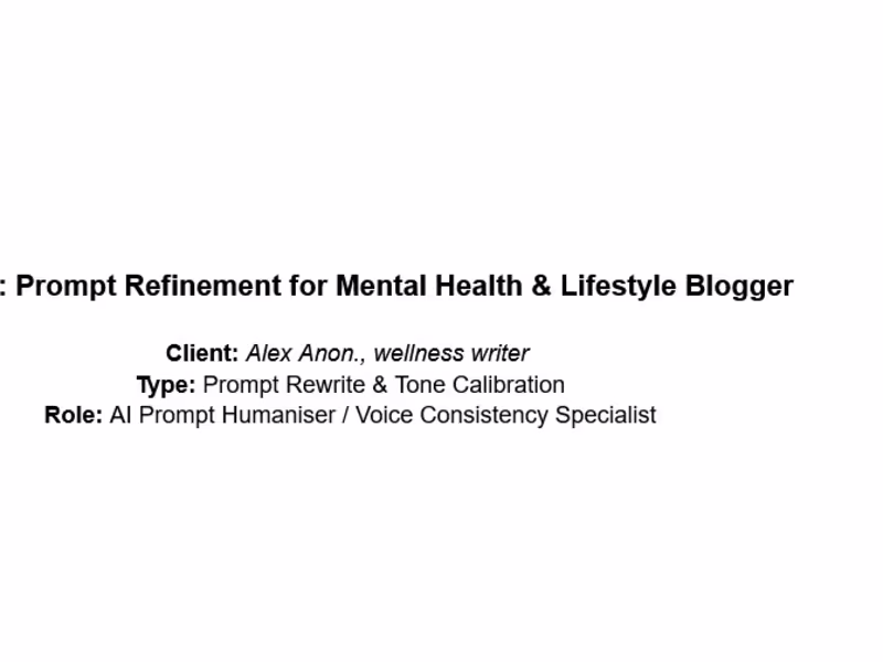 Cover image for Project: Prompt Refinement for Mental Health & Lifestyle Blogger
