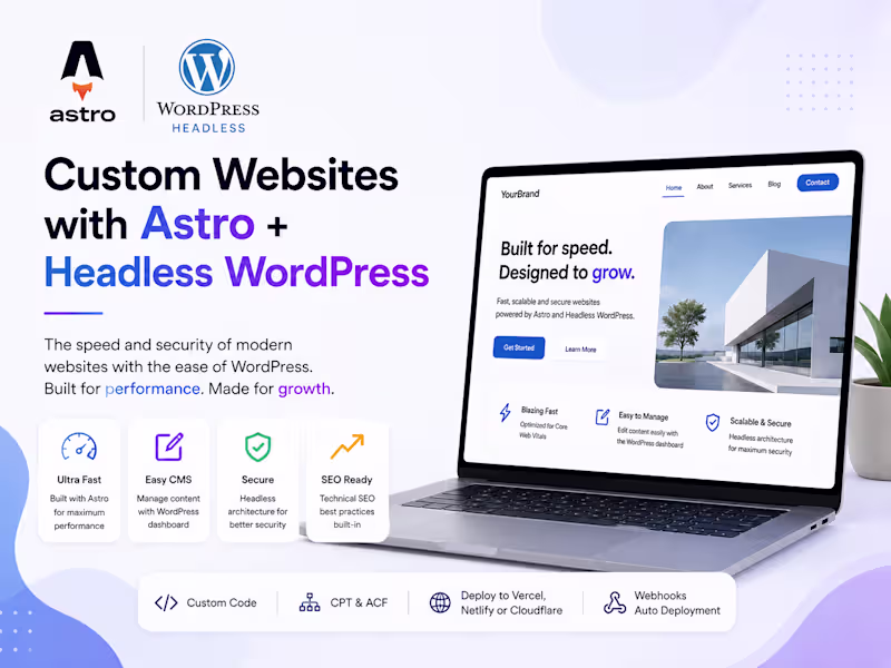 Cover image for Website Design & Development with Astro + Headless Wordpress