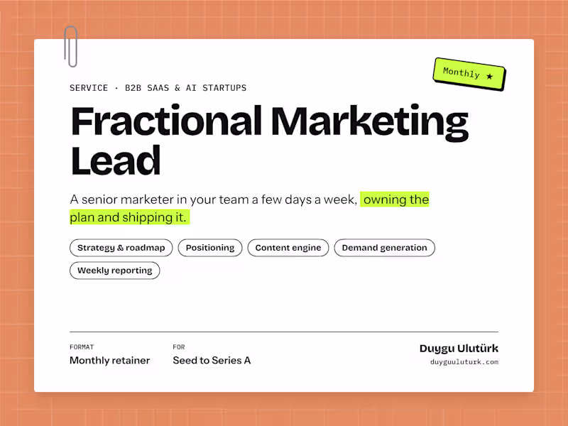 Cover image for Fractional Marketing Lead for B2B SaaS & AI Startups