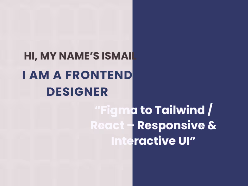 Cover image for Front-End Developer | HTML5 | Tailwind CSS | React | JavaScript
