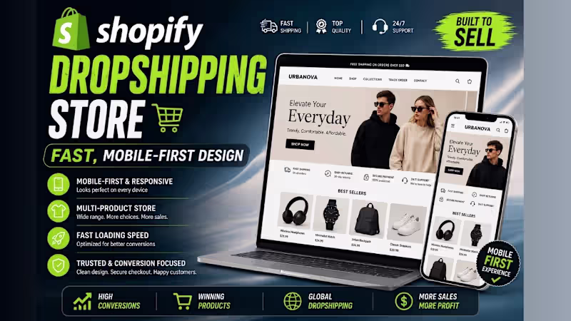 Cover image for Shopify Dropshipping Store — Fast,