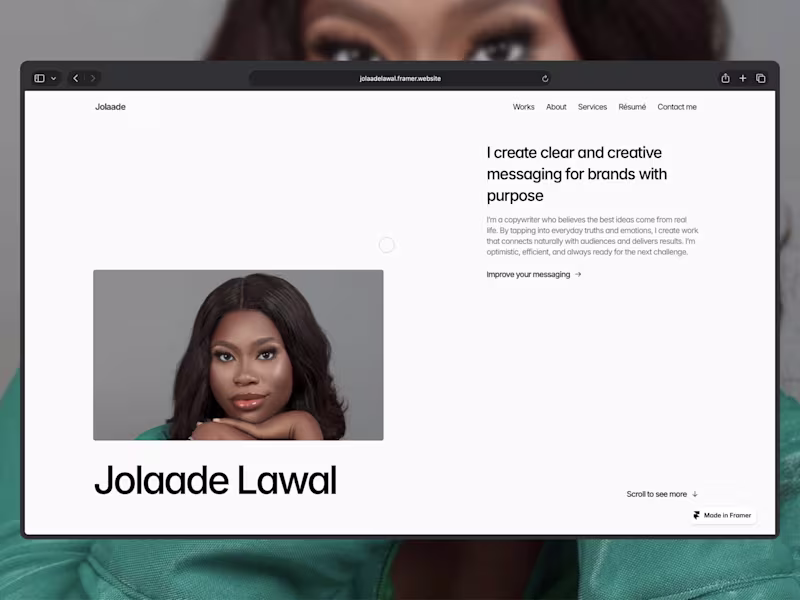 Cover image for Jolaade's Portfolio Website