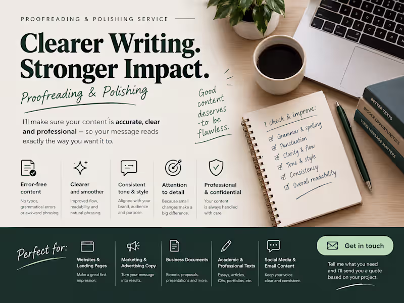 Cover image for Proofreading & Polishing — Make Your Writing Stronger