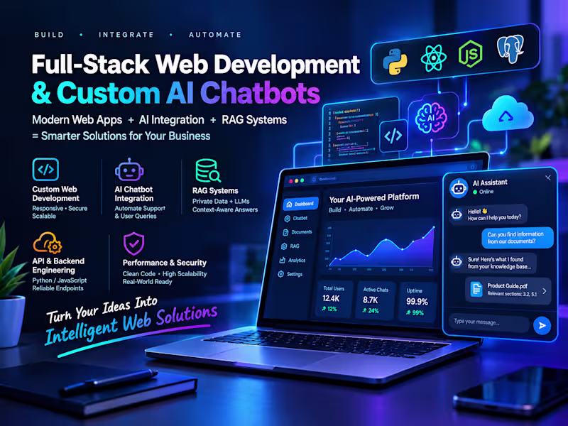 Cover image for Full-Stack Web Development & Custom AI Chatbots