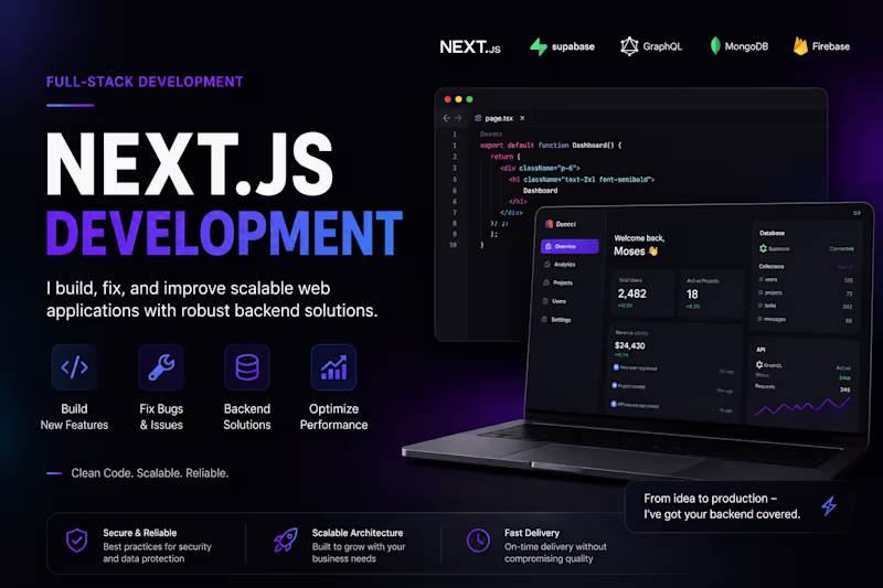 Cover image for I will build, fix, and improve your Next.js web application