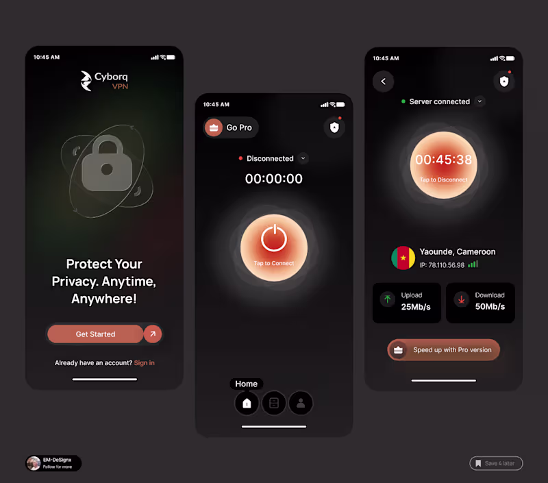 Cover image for Cyborq VPN Mobile App UI