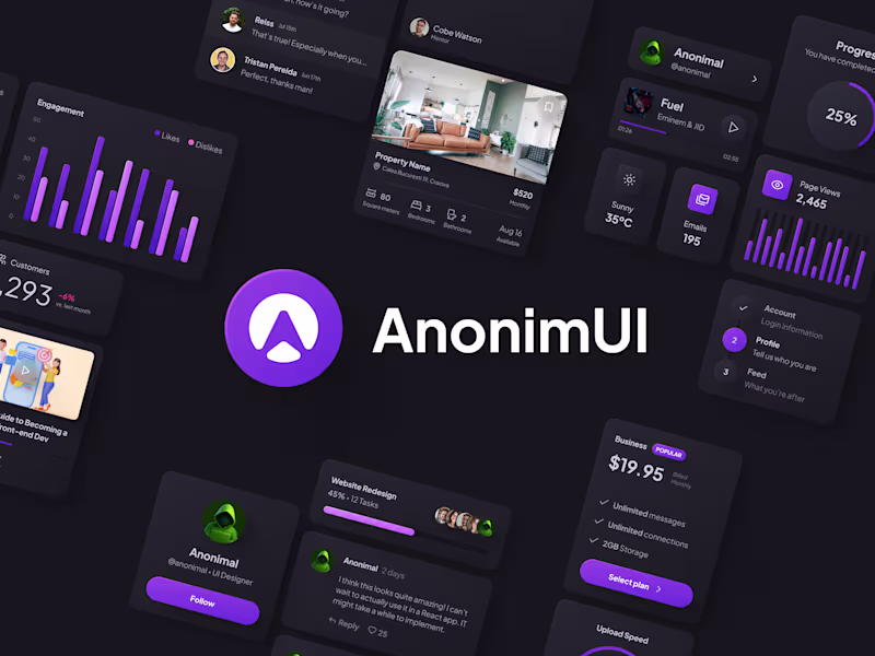 Cover image for AnonimUI - Futuristic UI kit for Mobile and Desktop Apps