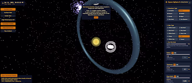 Cover image for Dyson Spheres Visualization - Interactive 3D Megastructure D...