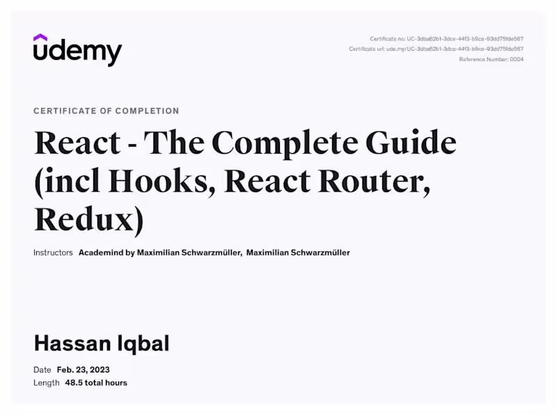 Cover image for React : The ultimate guide 2023 - Certificate