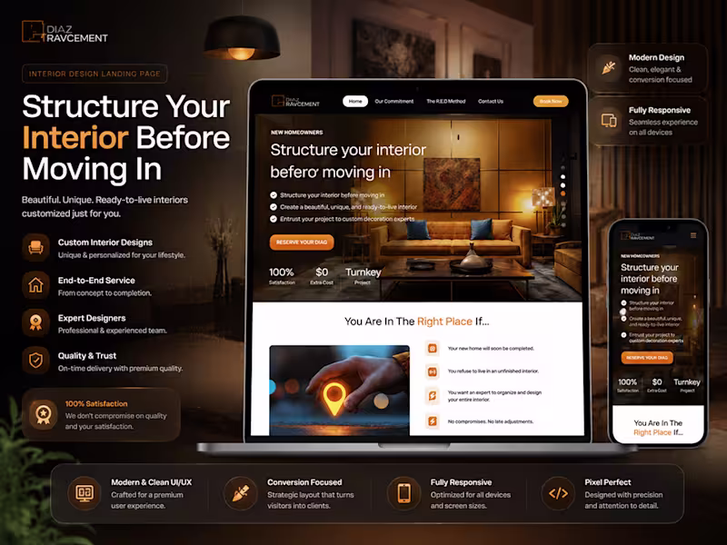 Cover image for Luxury Interior Design Landing Page for Diaz Ravcement