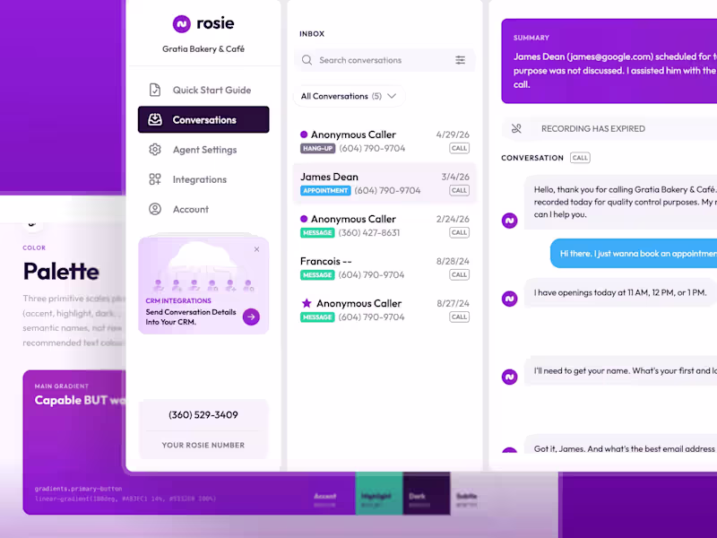 Cover image for AI Receptionist UI Design for Hey Rosie