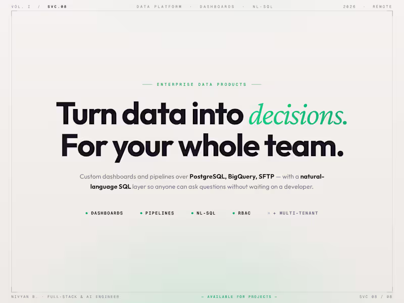 Cover image for AI-Powered Dashboard and Data Platform Development