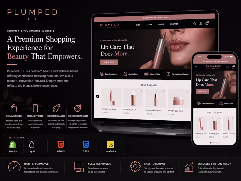 Cover image for Luxury Shopify Development for Plumped CLT