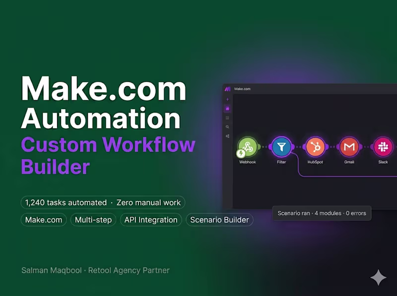 Cover image for Make.com Automation — Custom Workflow Builder