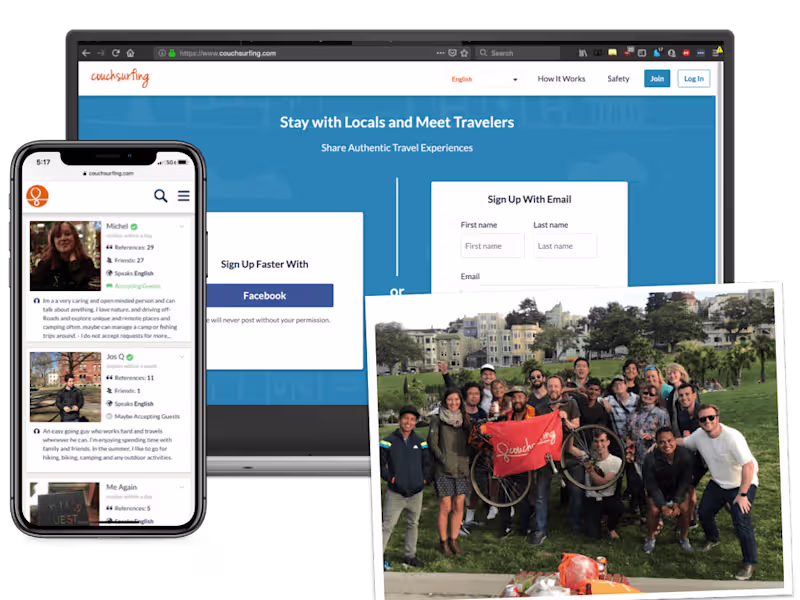 Cover image for Couchsurfing Homepage