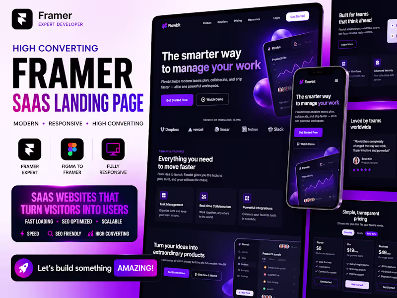 Cover image for High Converting Framer Saas Landing Page