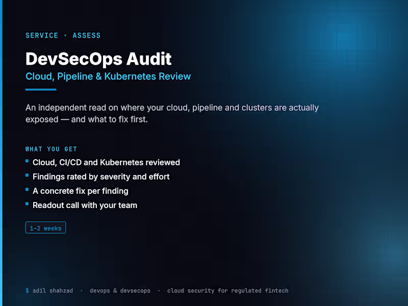 Cover image for DevSecOps Audit — Cloud, Pipeline & Kubernetes Review