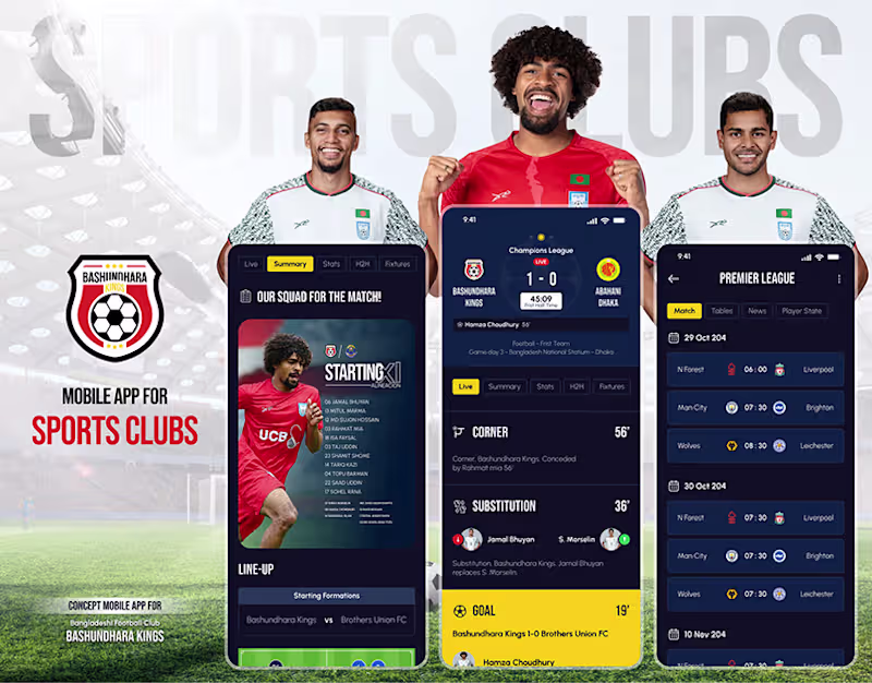 Cover image for Bashundhara Kings App Concept – Sports Club App