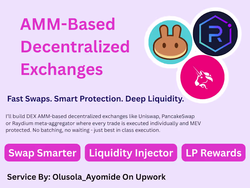 Cover image for decentralized exchange DEX development uniswap fork, pancakeSwap
