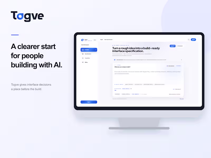 Cover image for Togve | Product design for an AI prompt compiler