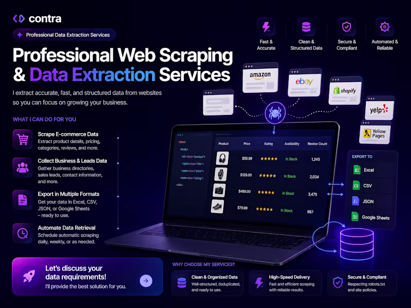 Cover image for Professional Web Scraping & Data Extraction Services